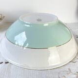 Vintage white and green porcelain salad bowl, Luneville, Epinay, France, 1950s