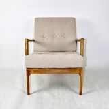 Polish Beige Stefan Oak Armchair, 1970s