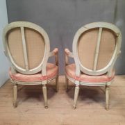 Pair of Louis XVI style medallion armchairs