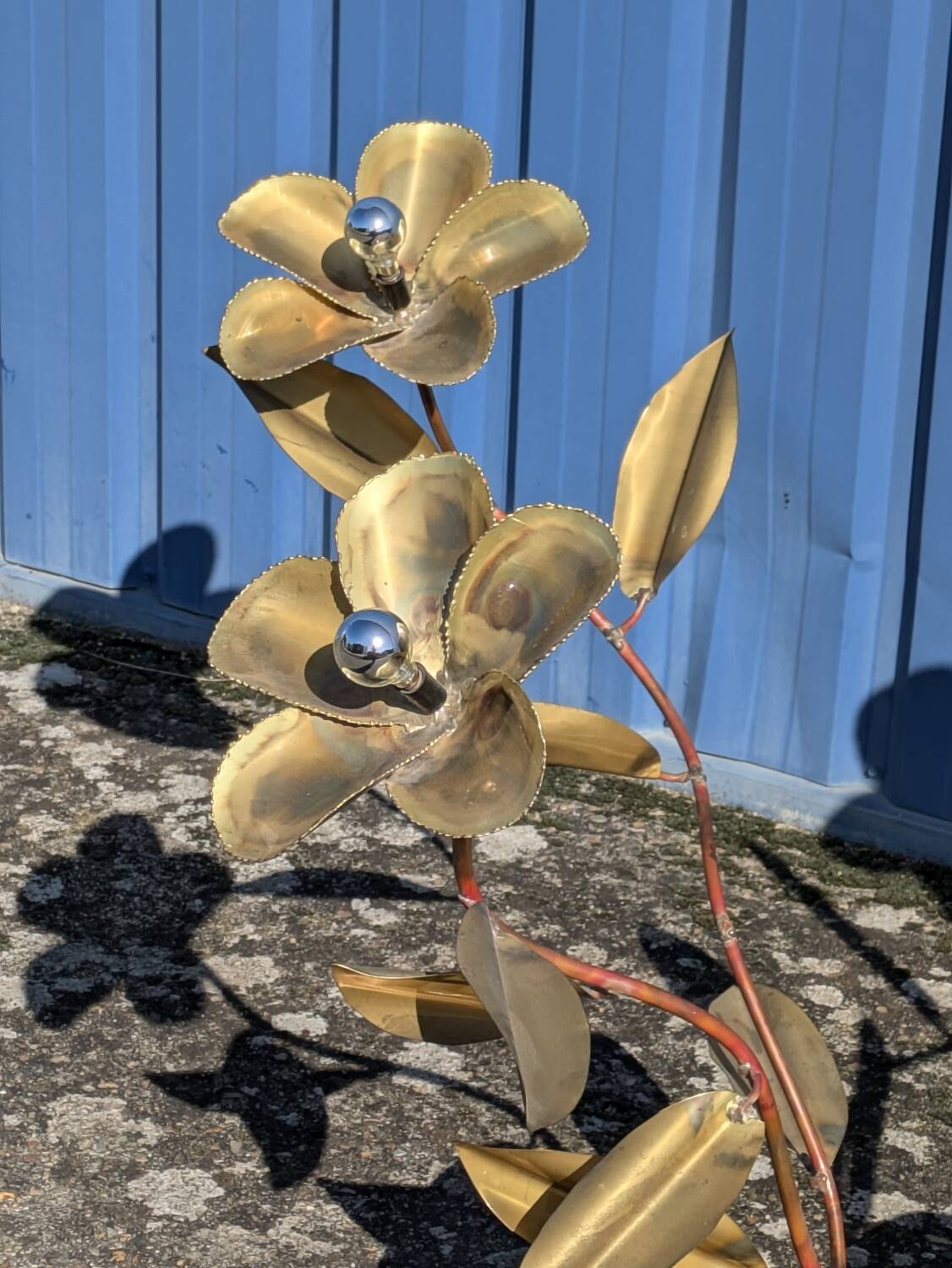 Vintage Brass Flower Floor Lamp - Hollywood Regency Style 1960s/1970s
