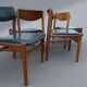 Set of 4 Scandinavian Teak and Green Leatherette Dining Chairs