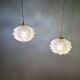 Pair of frosted glass pendant lights, artichoke-shaped, 1960s.