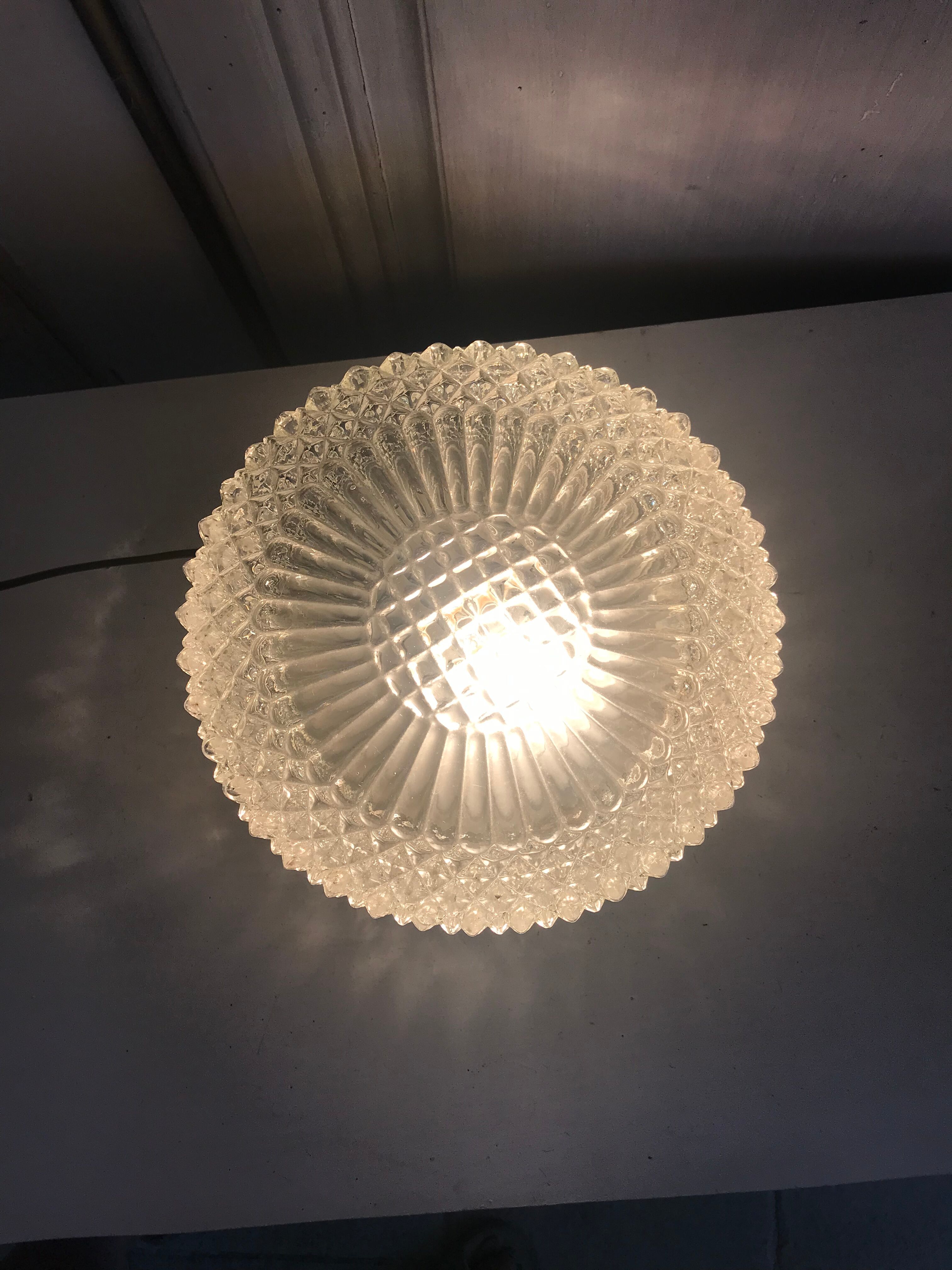 Glass ceiling light circa 1960