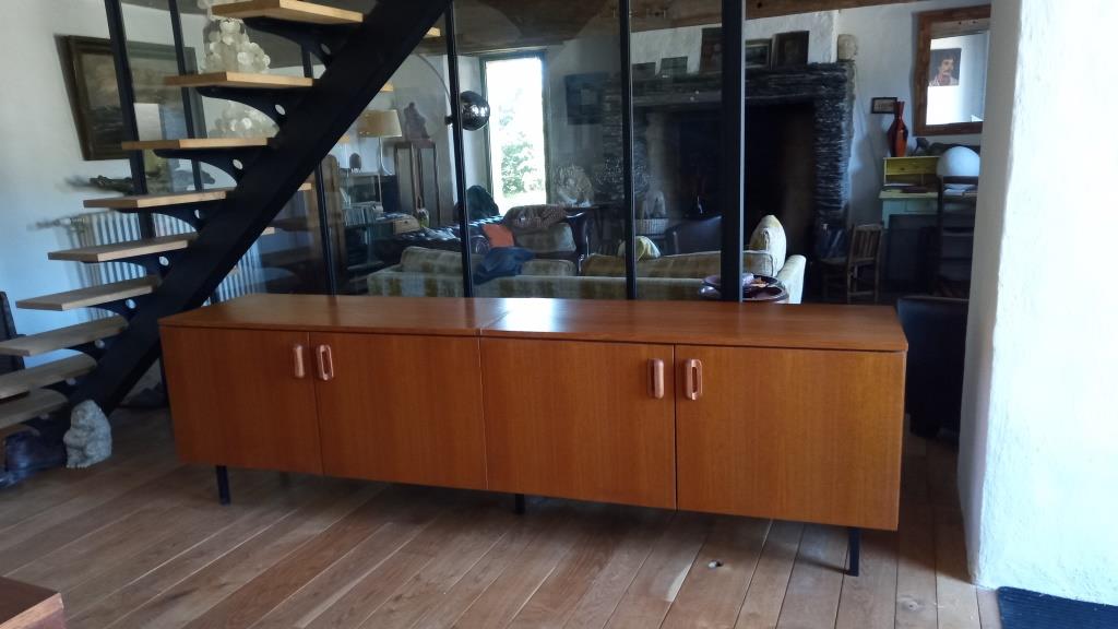 Teak veneer sideboard