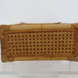 Cane, bamboo and rattan stool, 60s-70s