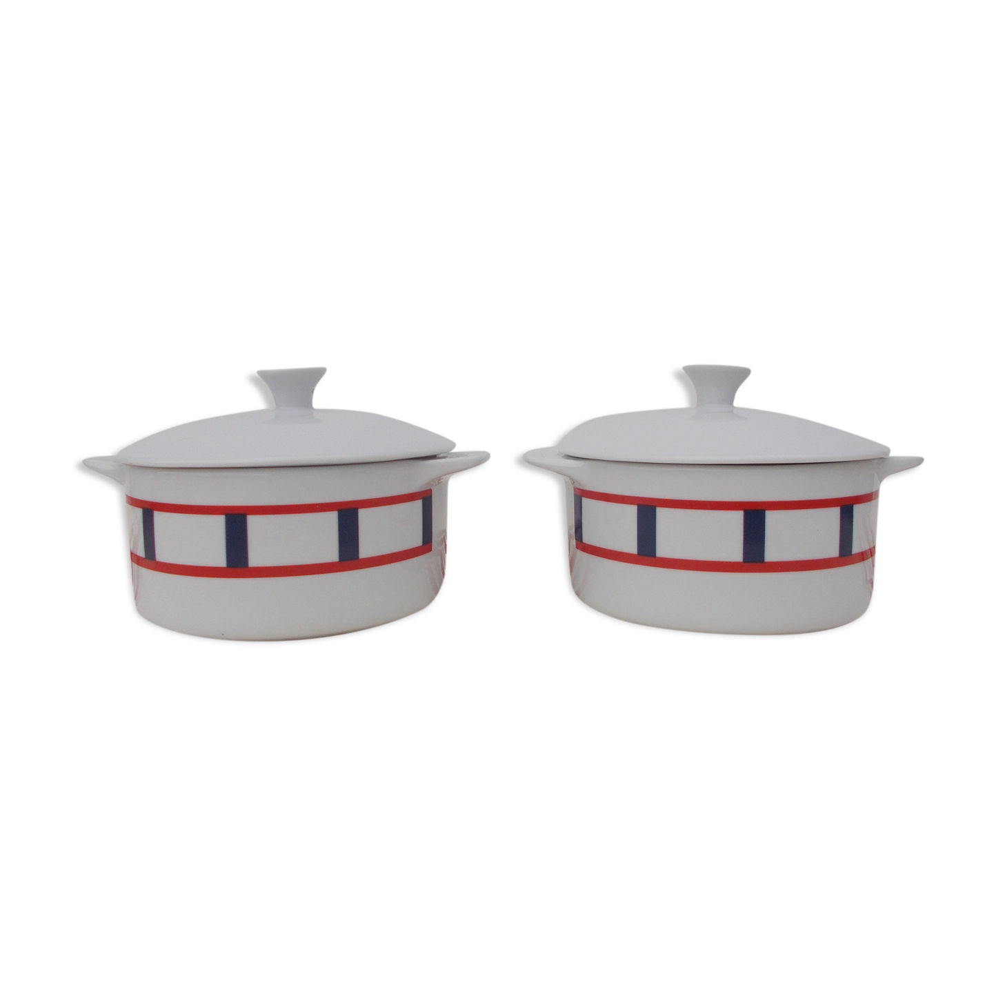 2 cassolettes basque bleu et rouge