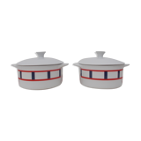 2 blue and red basque cassolettes