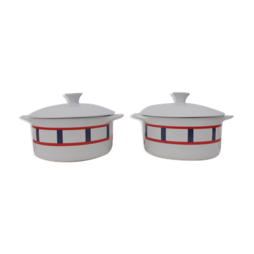 2 cassolettes basque bleu et rouge