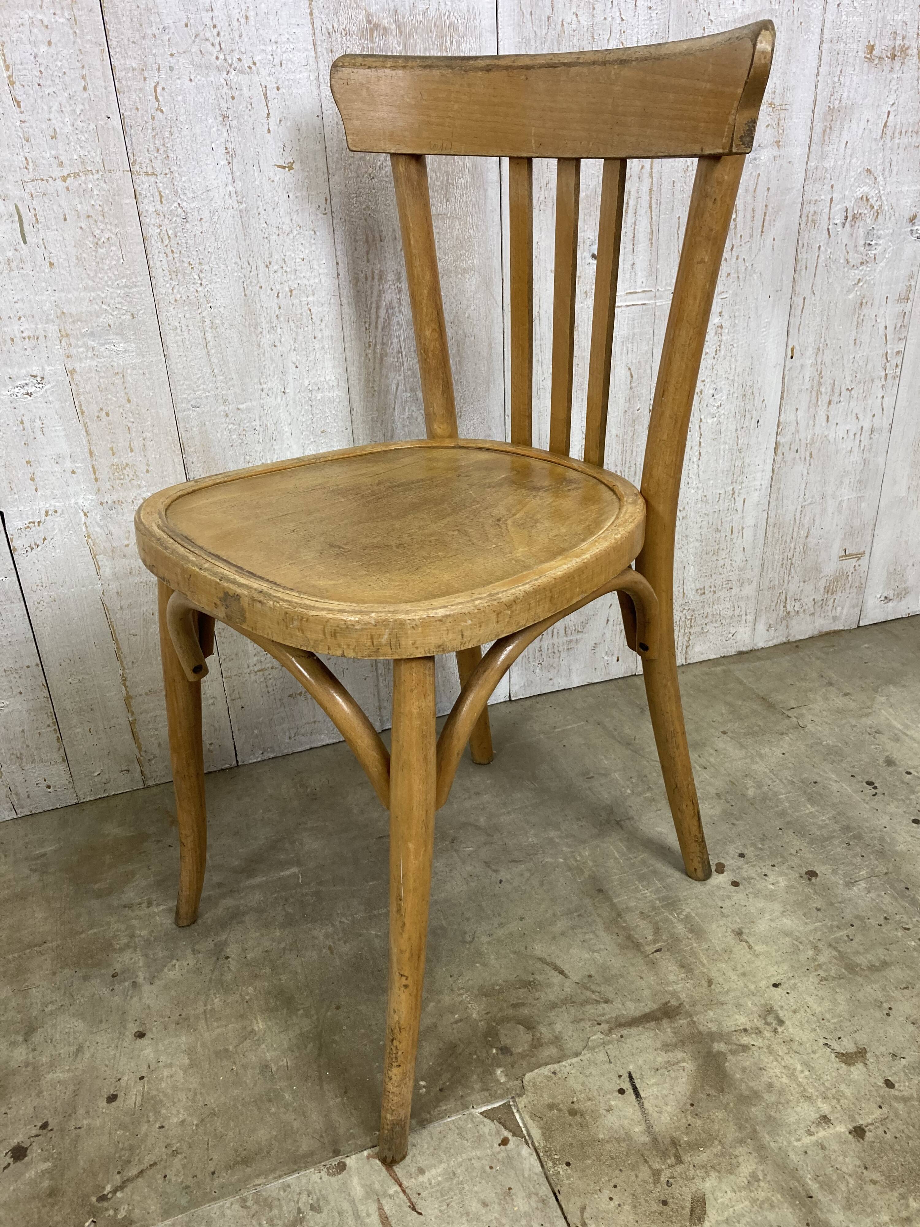 Série de 6 chaises bistrot en bois courbé