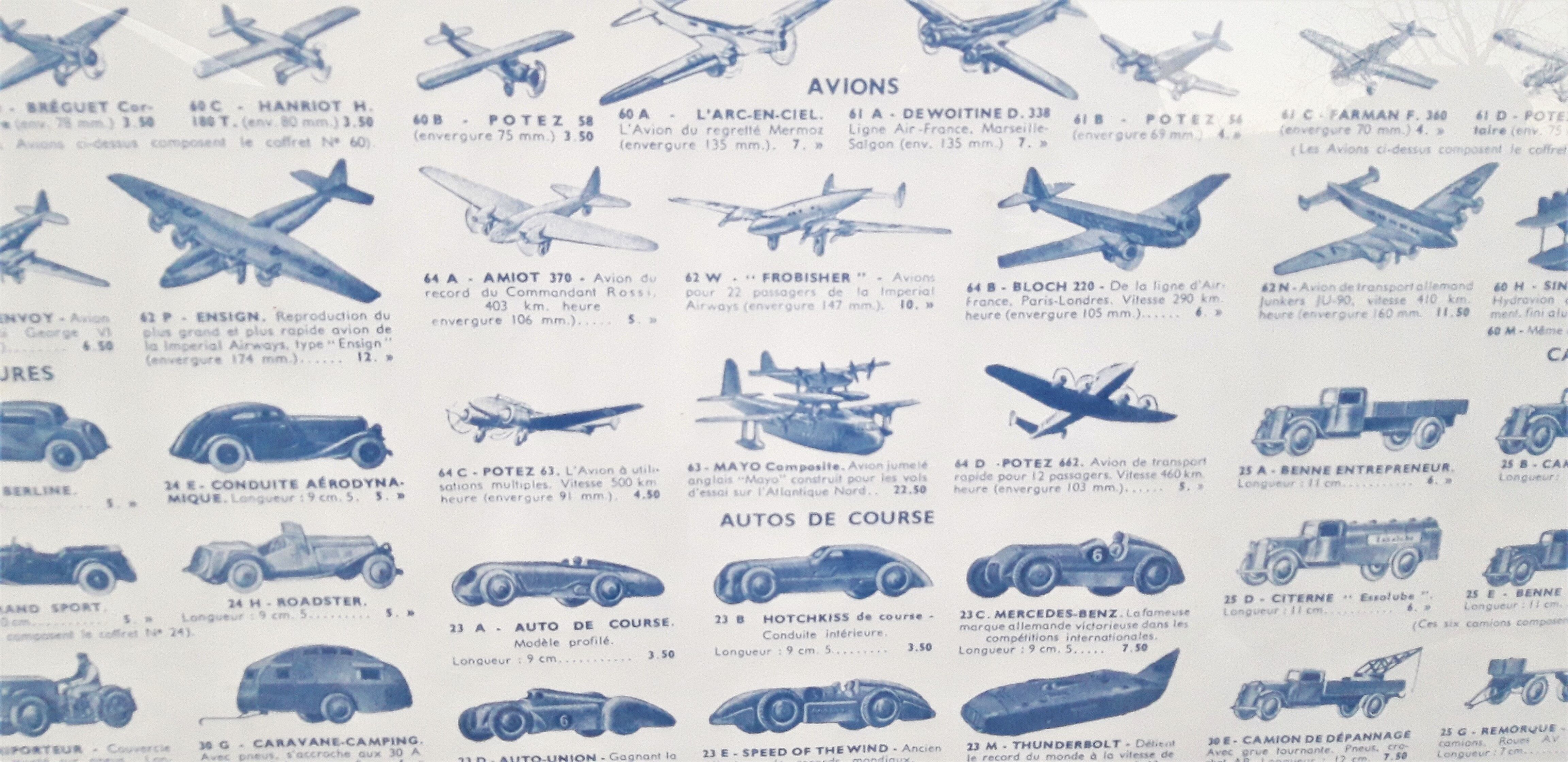 Dinky Toys monochrome advertising poster under glass