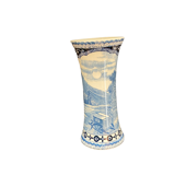 Vase cornet gien blanc bleu