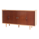 Vintage high buffet. Oak and mahogany veneer, France, 1960s.