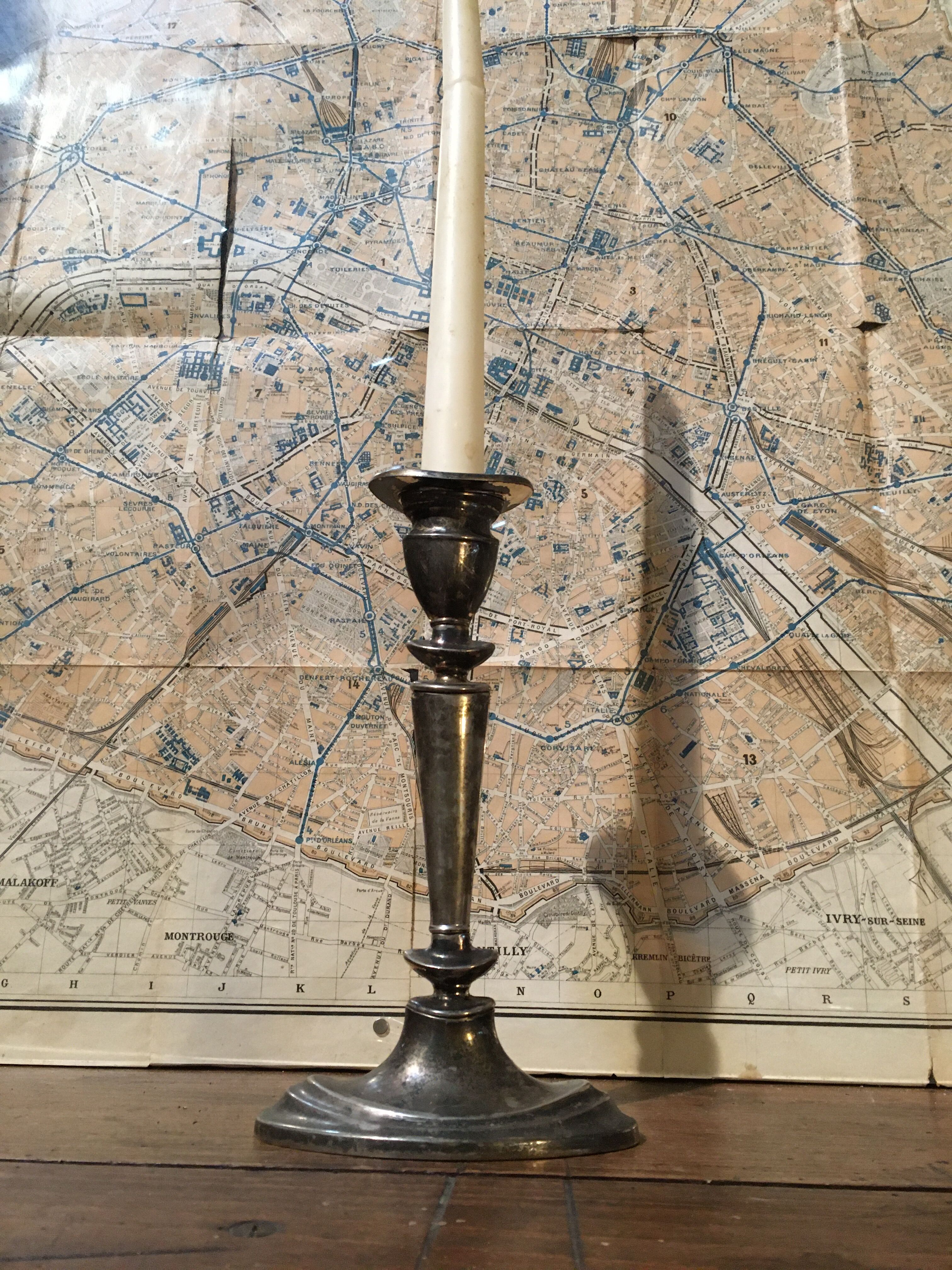 Silver metal candle holder