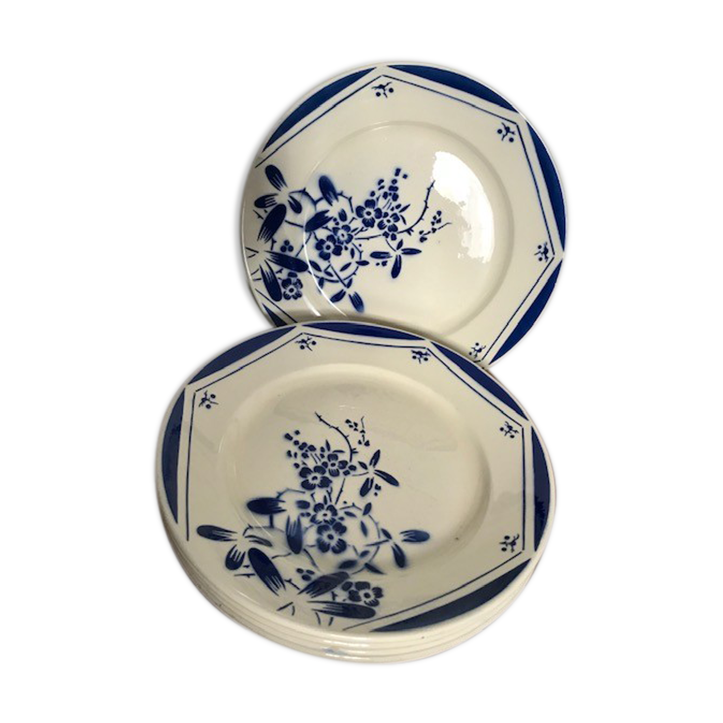 6 flat plates Art Deco half-porcelain Minerva