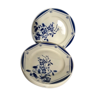 6 assiettes plates Art déco demi-porcelaine Minerva