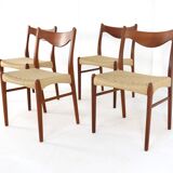 Set of 4 Arne Wahl Iversen for Glyngore papercord chairs 'Naerem'