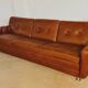 Retro vintage Danish 3 person Svend Skipper sofa in chestnut brown leather