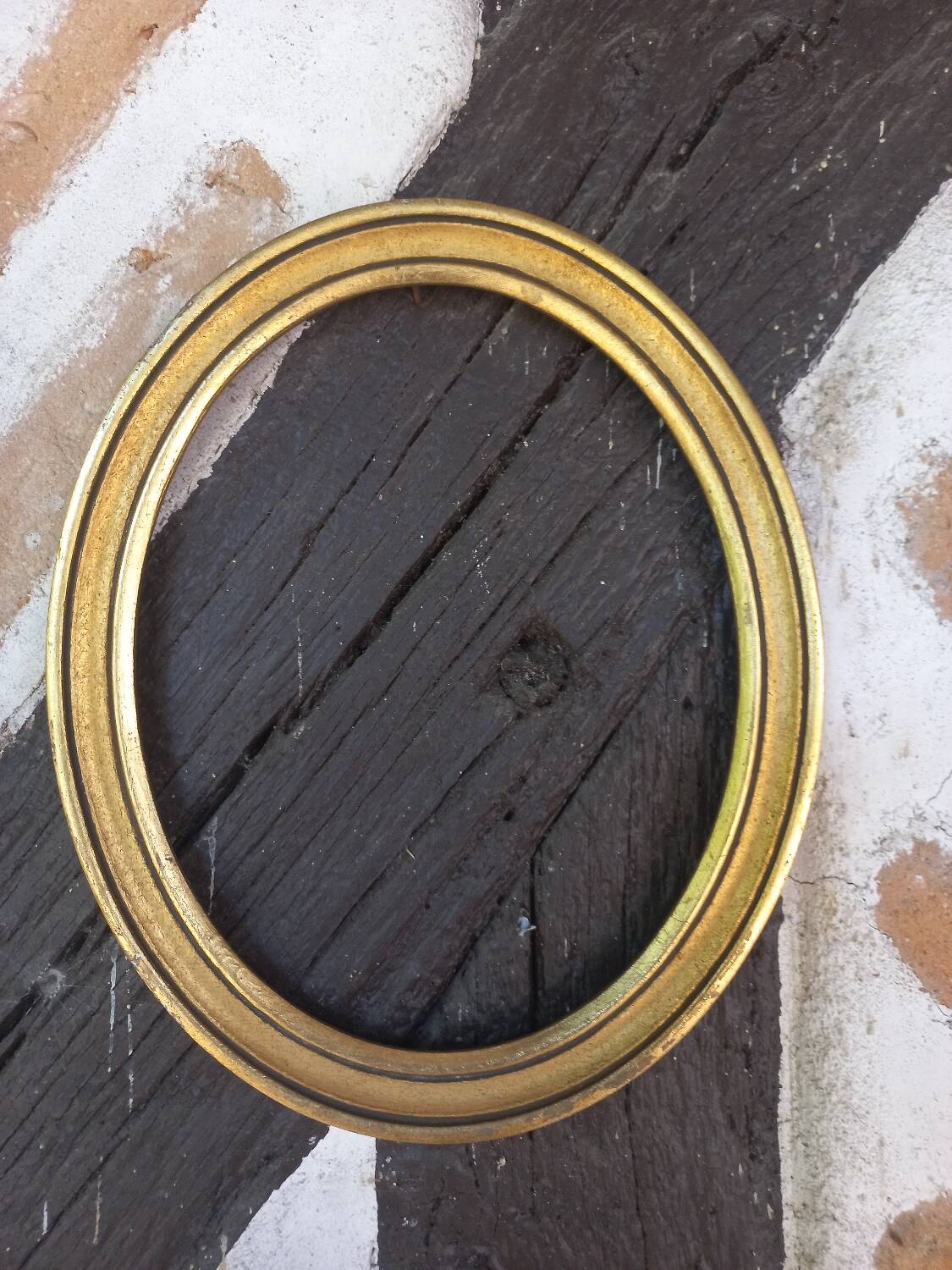 Oval golden medallion frame