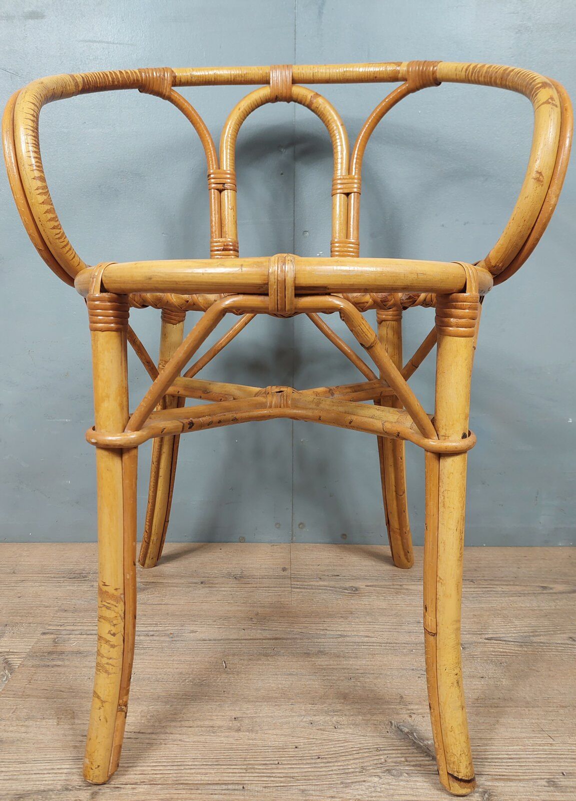 Vintage bamboo and rattan armchair
