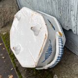 Rouen earthenware planter/cooler with flowers and foliage, 18th century