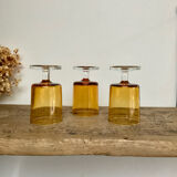 6 vintage LUMINARC amber glasses