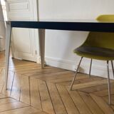 Black and white powder-coated metal dining table - Prouvé style