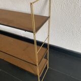 Vintage 1960 String wall shelf in gilded wood - 60 x 50 cm