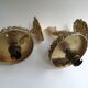 Pair of wall appliques brass fish glass