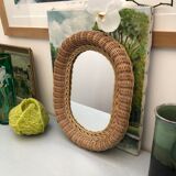 Oval rattan mirror vintage year 60 year 70