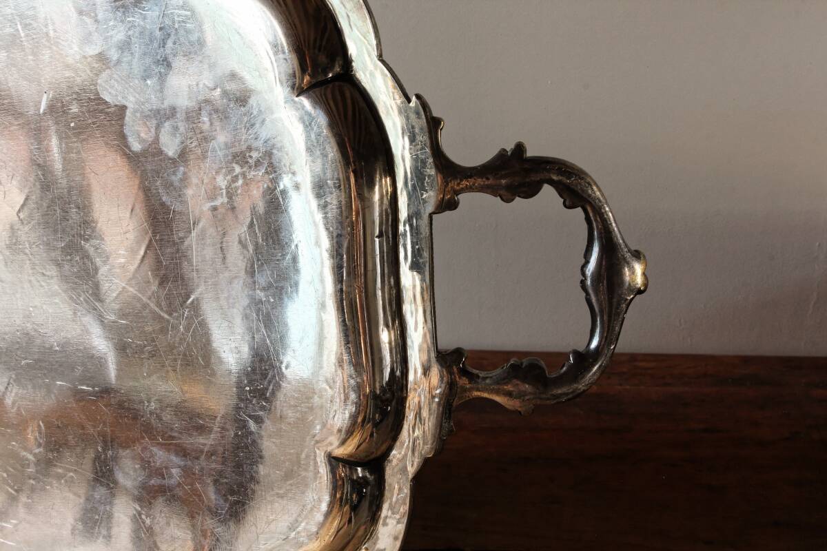 Large silver-plated serving tray, late 19th century.
