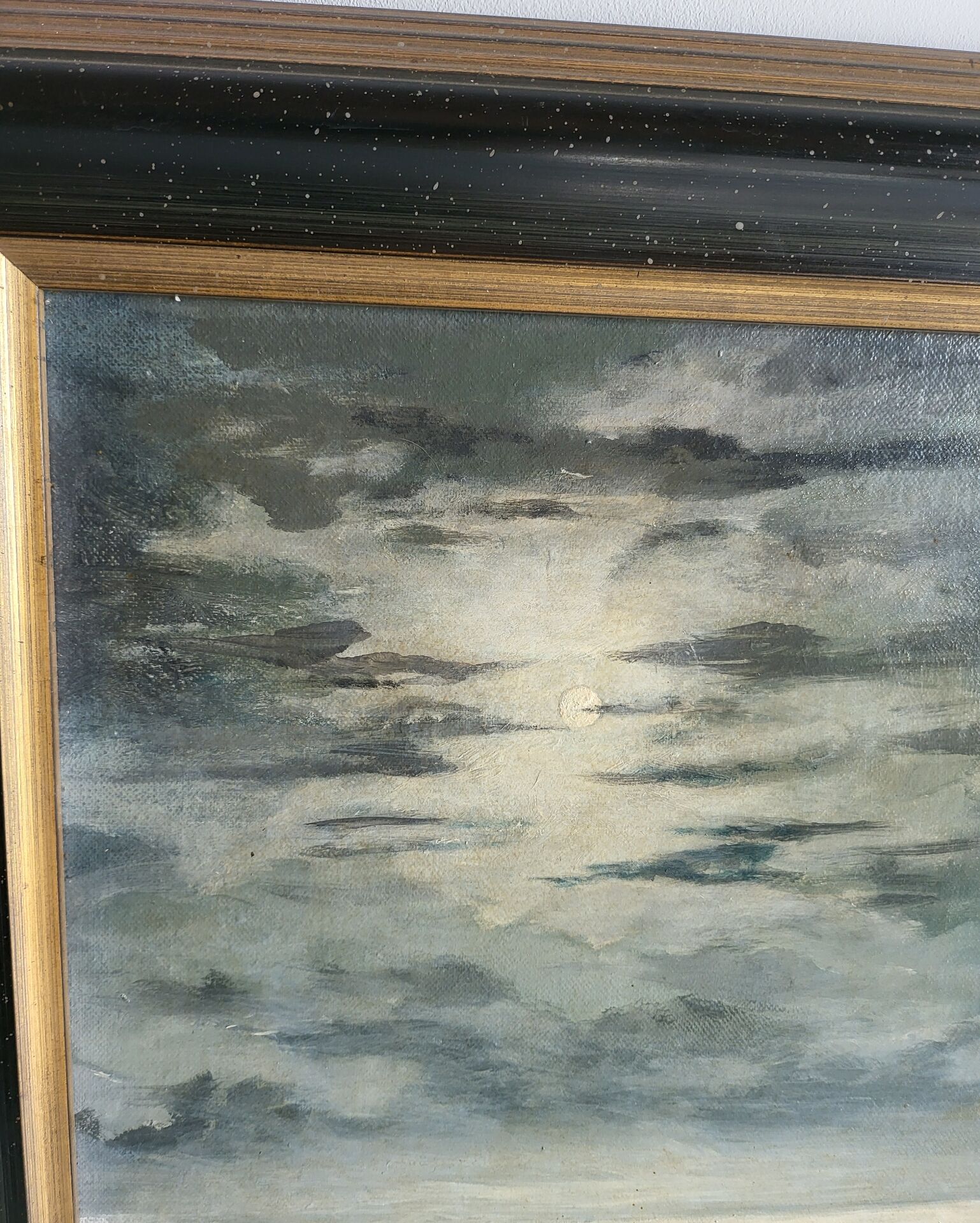 Oil on Panel P. Scherer Moonlit Seascape