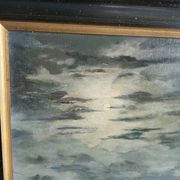 Huile sur Panneau P. Scherer Paysage Marin Clair de Lune