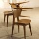 Trio of vintage 6157 chairs by Roger Landault leather and wood 1950
