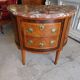Chest of drawers half moon in marquetry 2 drawers marble top late nineteenth century