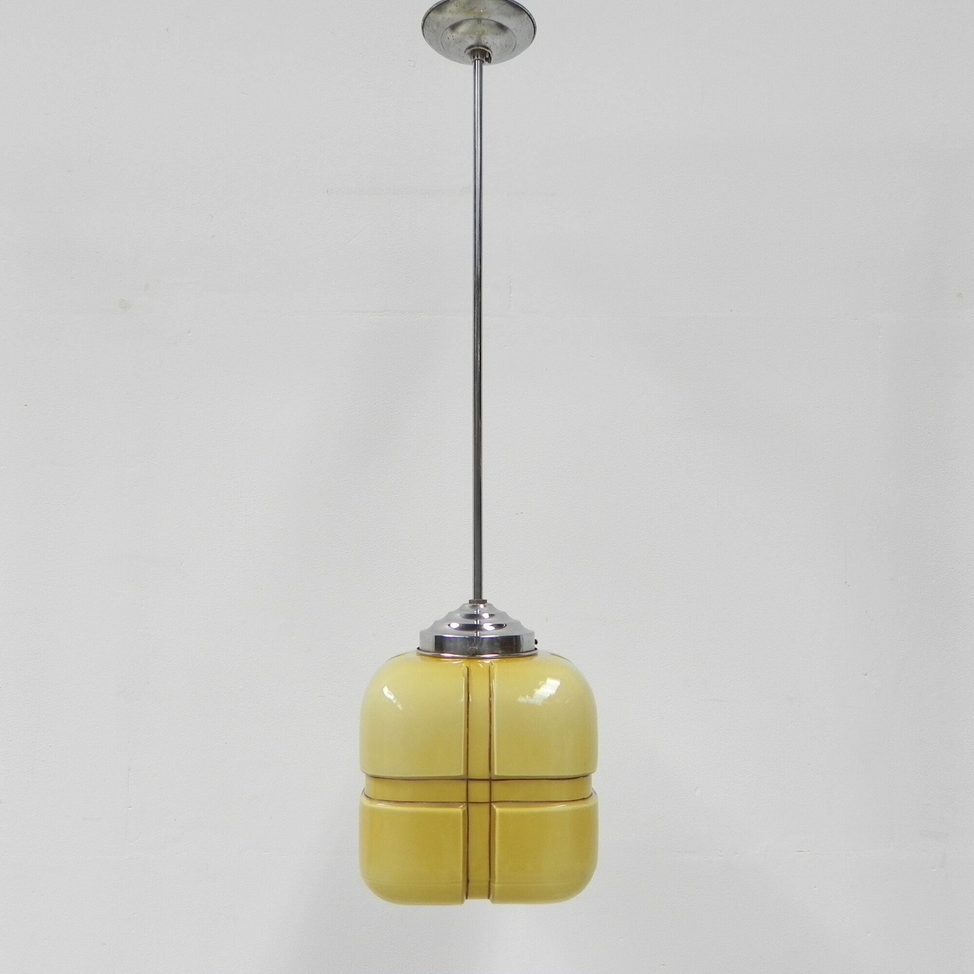 Art Deco hanging lamp with square glass shade