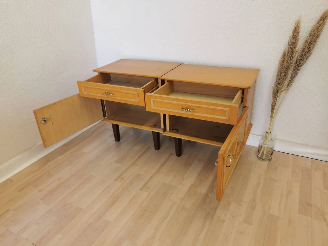Mid-Century Modern Nightstands: 1970s Krasoprema, Yugoslavia (Set of 2)