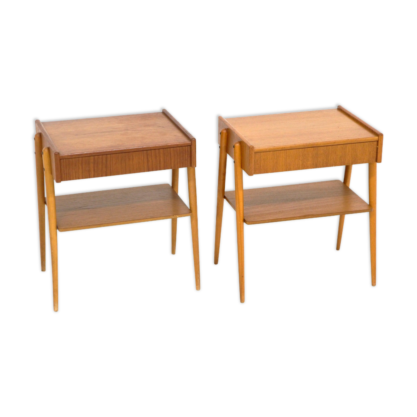 Set of 2 Scandinavian teak bedside tables, Carlström, Sweden, 1960