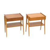 Set of 2 Scandinavian teak bedside tables, Carlström, Sweden, 1960