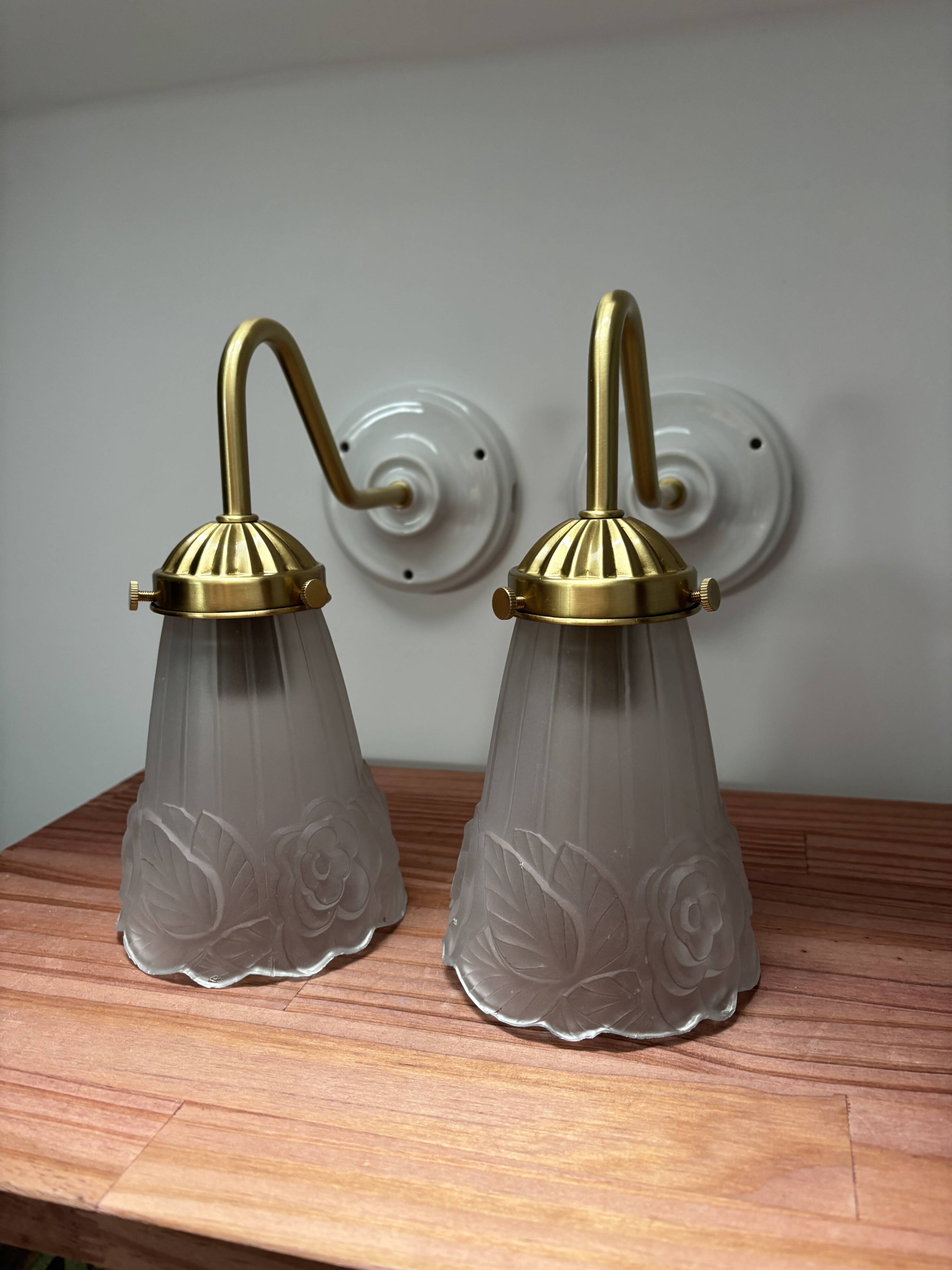 Pair of swan neck wall lights