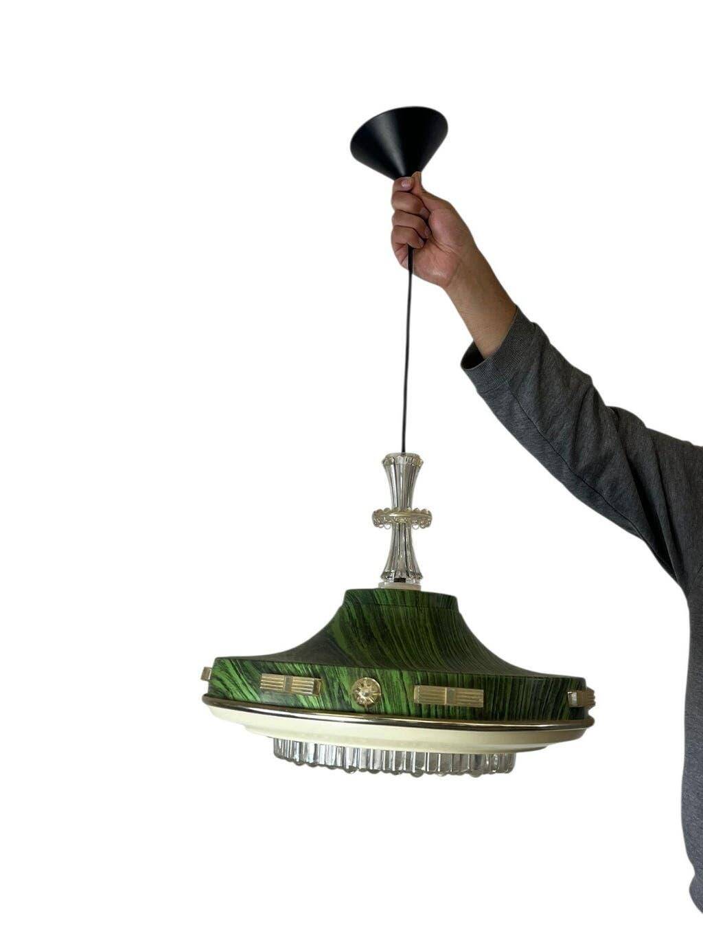 Vintage green UFO-shaped pendant light