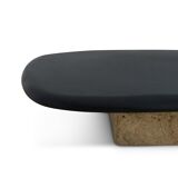 Basalt and travertine coffee table