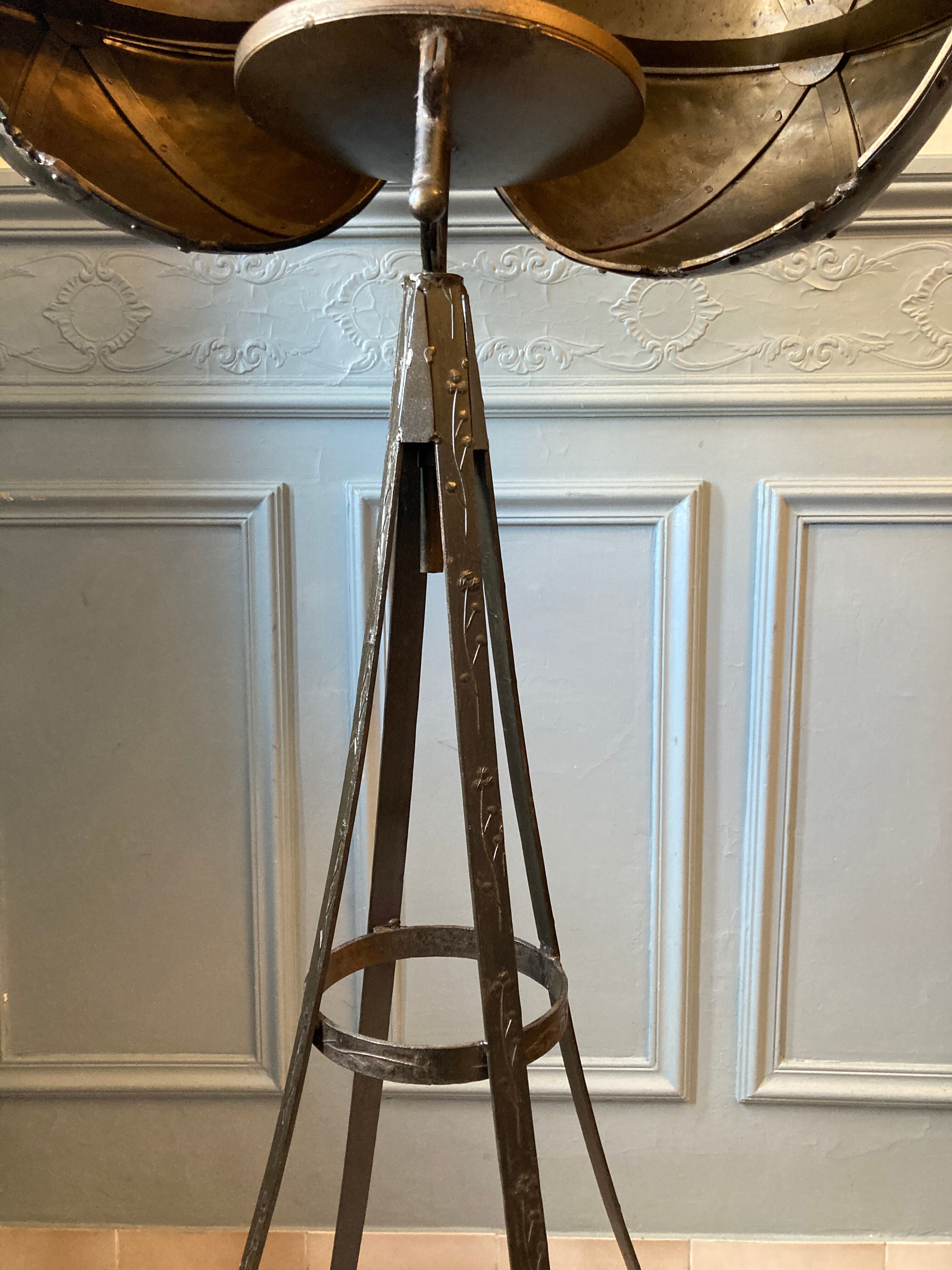 Atypical industrial furniture riveted sphere