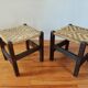 Pair of handcrafted stools from Friuli in carved wood, Italy, circa 1960.