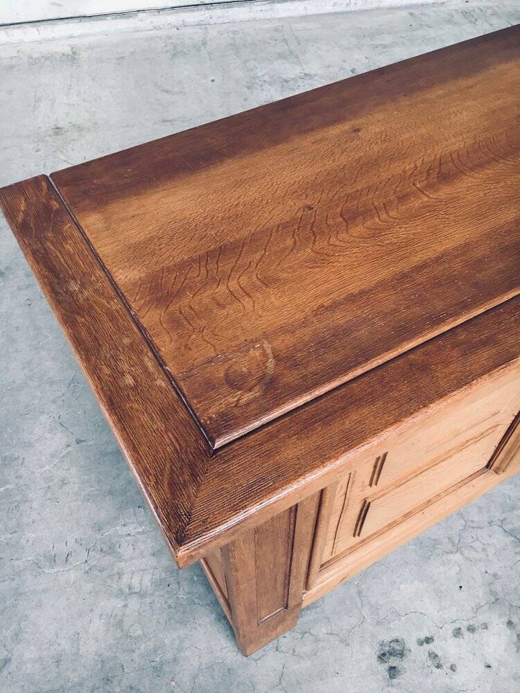 Brutalist Handcrafted Oak 2 Door Cabinet, Belgium, 1950s