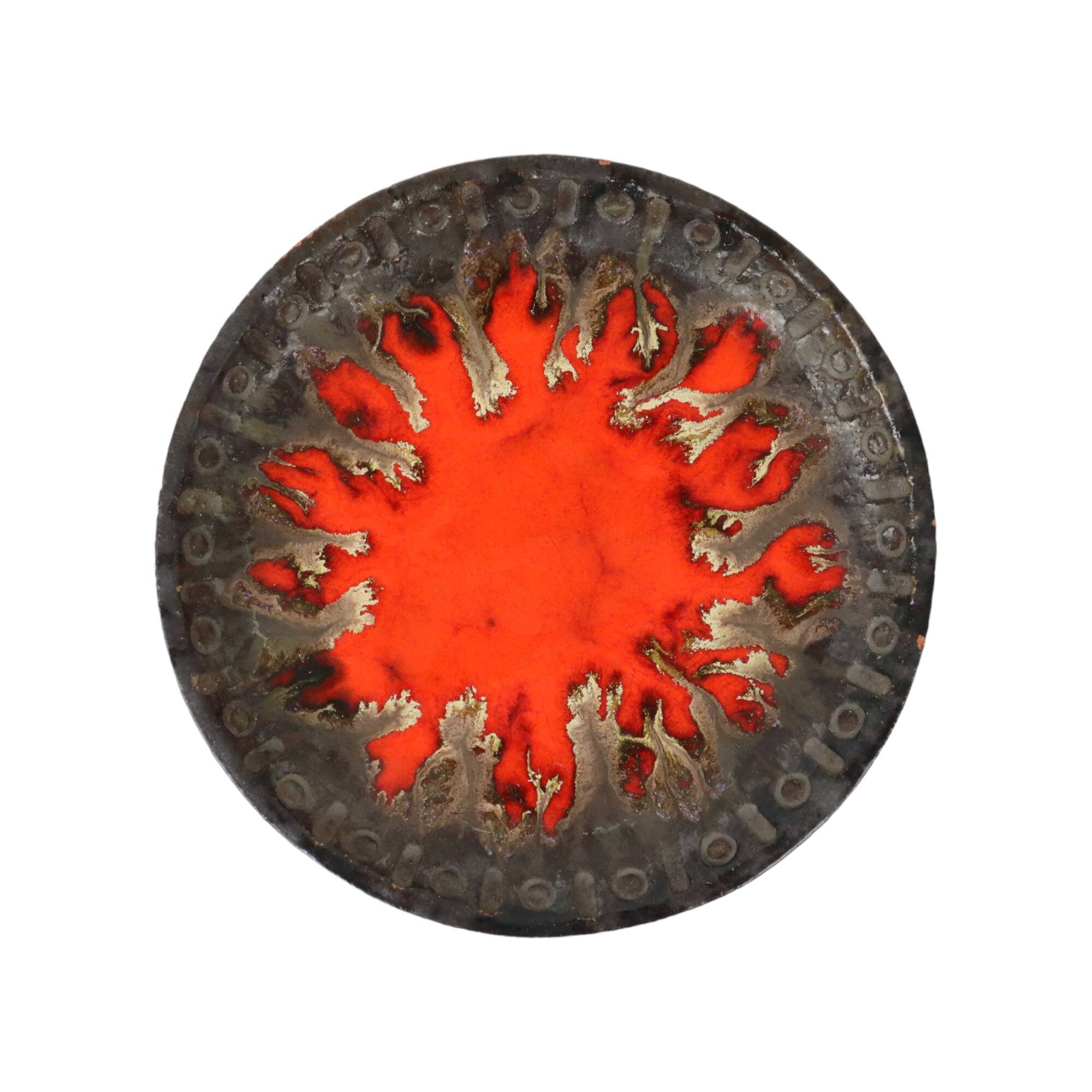 Vintage Terracotta Fruit Bowl Bowl Fat Lava Style Orange Gray 29cm