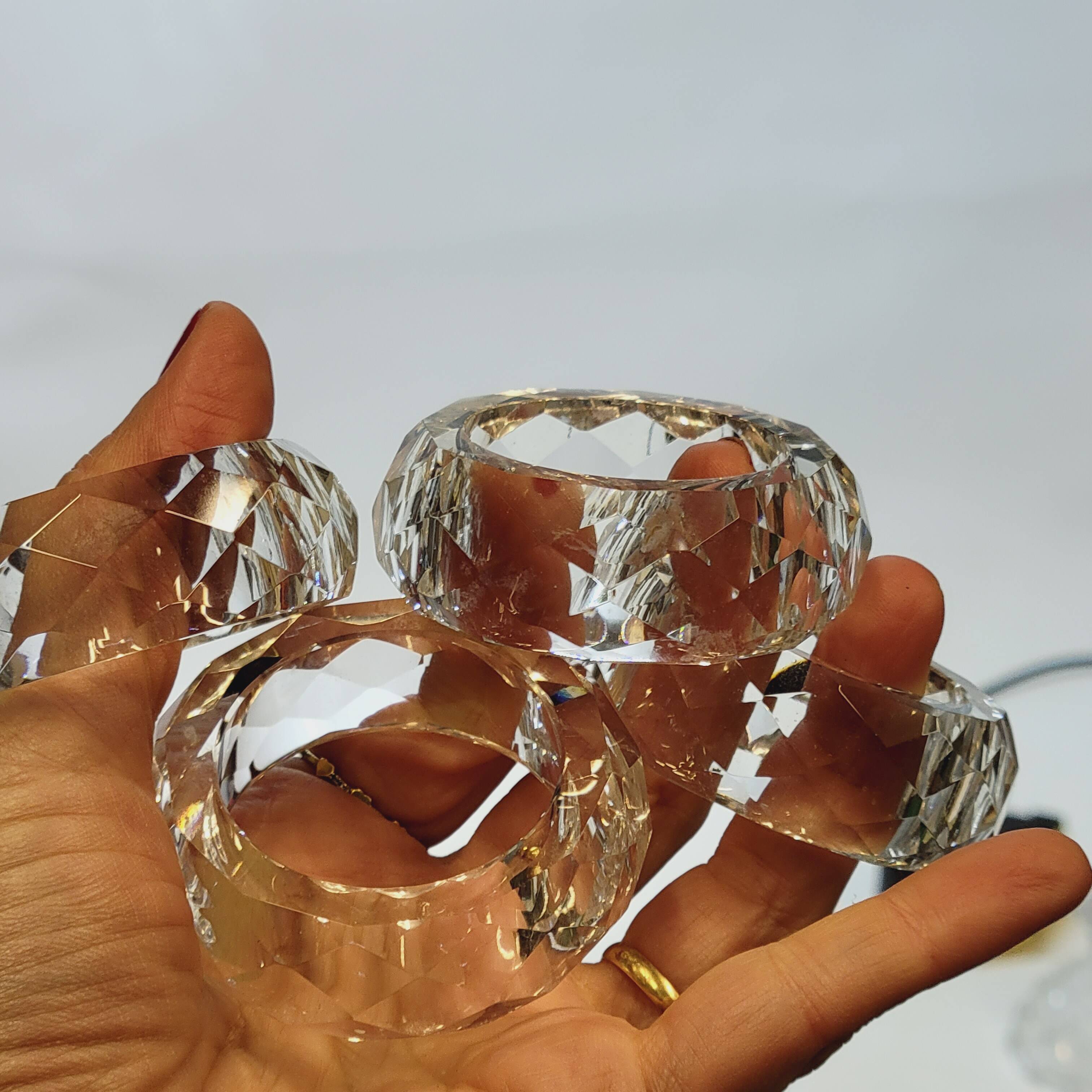 4 Ronds De Serviette En Cristal