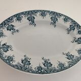 Plat ancien ovale bleu et blanc