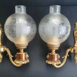Pair of bronze wall sconces in Empire/Napoleon III style.