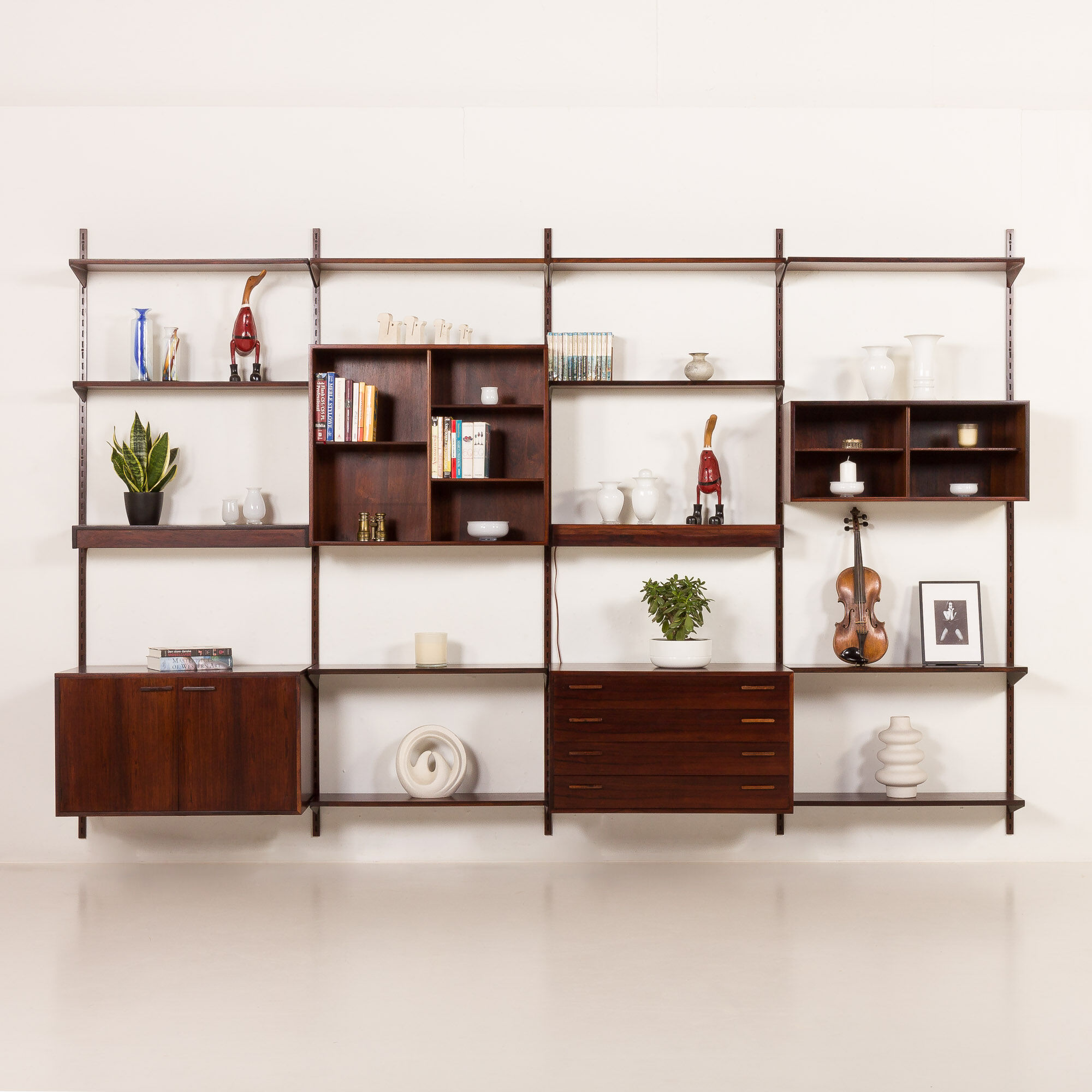 Kai Kristiansen rosewood wall unit with 2 lamps for FM Mobler, Denmark 1960s