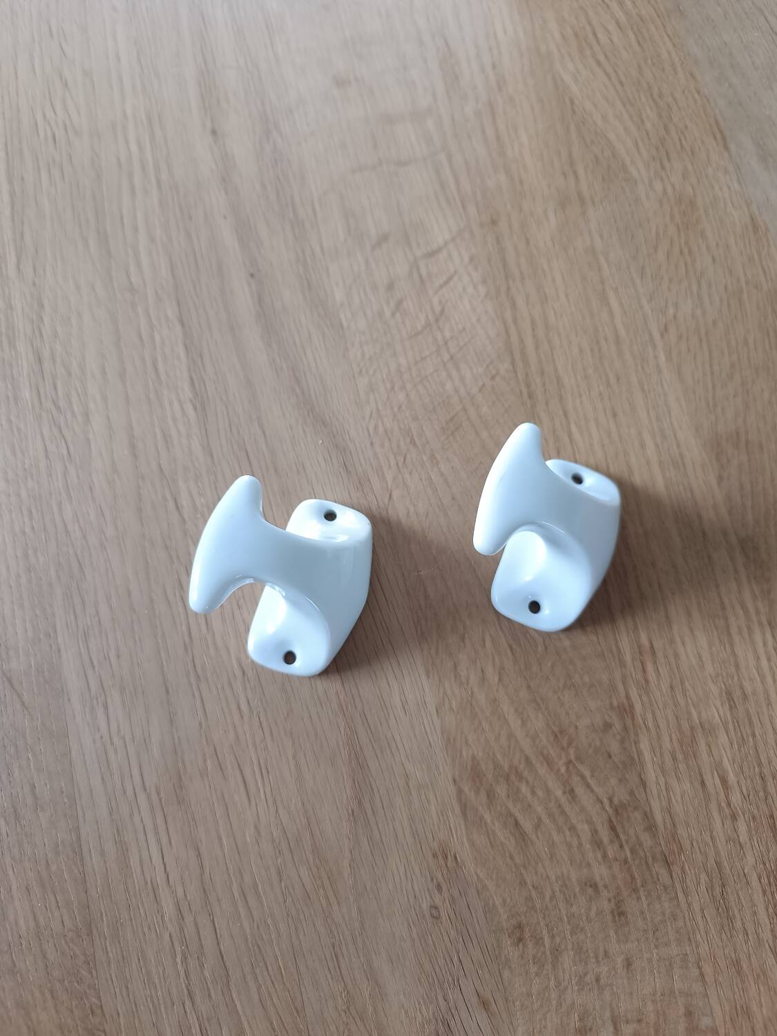 Pair of vintage porcelain coat hooks